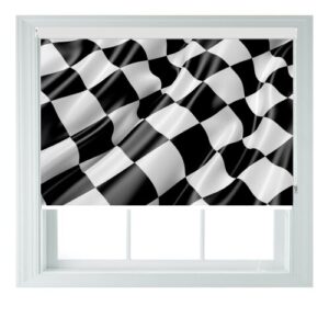 (2ft) 3D Racing Flag Black Out Roller Blind Custom Bespoke Print Photo Blinds Made To Measure