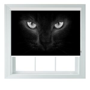 (2ft) B&W Cats Eyes Black Out Roller Blind Custom Bespoke Print Photo Blinds Made To Measure