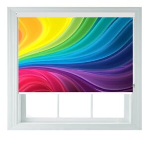 (2ft) Geo Rainbow Swirls Black Out Roller Blind Custom Bespoke Print Photo Blinds Made To Measure