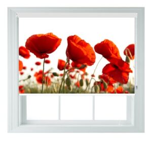 (2ft) Red Poppy Flowers Black Out Roller Blind Custom Bespoke Print Photo Blinds Made To Measure