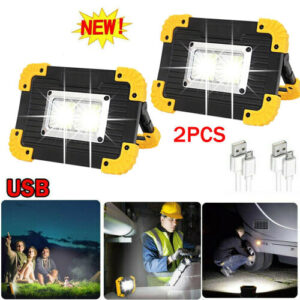 2X USB Rechargeable LED COB Work Light Outdoor Camping Floodlight Emergency Lamp
