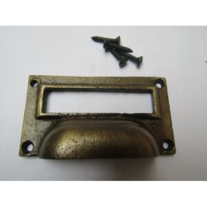 3" Small Card Holder Cup Handle Antique Brass