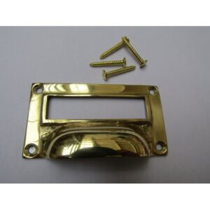 3" Victorian Filing Cabinet Card Holder polished brass