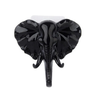 3PCS  Elephant Head Self Adhesive Home Wall Door Hooks Hanger Bag Keys Strong Sticky Holder BLACK COLOR
