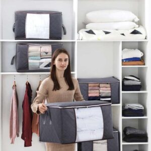 3pcs/set Foldable Clothes Quilt Storage Bags Blanket Closet Sweater Organizer Box Sorting Pouches Clothes Cabinet Container Home