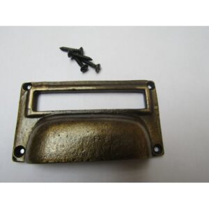 4" Large Card Holder Cup Handle antique brass