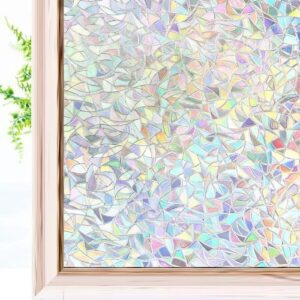 (45 x 100 cm) 3D Rainbow Effect Window Films Privacy Decorative Anti-UV Non-Adhesive Static Cling Glass Sticker