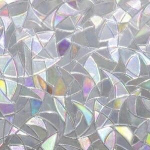 (45cmX100cm/Crescent Pattern) 3D No Glue Static Decorative Privacy Window Rainbow Films for Stained Glass & Self Adhesive Film Anti UV Glass Sticker