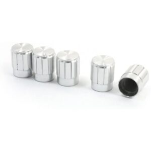5X Silver Tone Volume Control Knob for 6mm Knurled Shaft Potentiometer