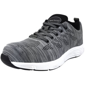 (6) Flyknit Grey Lightweight MENS SAFETY TRAINERS Steel Toe Cap Work Shoes