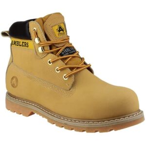 Amblers Mens Safety Work Boots Honey Leather Steel Toe Cap Padded Laced Industrial