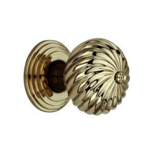 Antique Style Pair of Traditional Twisted Spiral Solid Brass Door Knobs Set 60mm