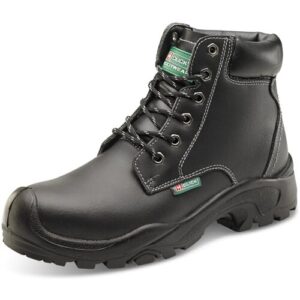 B-Click Footwear 6 Eyelet PU/Rubber Safety Boots Black