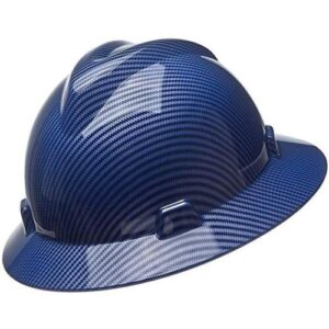 (Blue) Carbon Fiber Safety Helmet Men Wide Brim Protection Hat