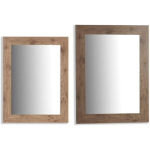 Brown Wood Wall Mirror (64.5 x 1.5 x 84.5 cm)