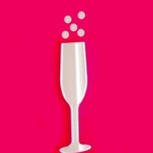 Champagne Flute & Bubbles Mirrors - 20cm x 6cm & 5 Bubbles