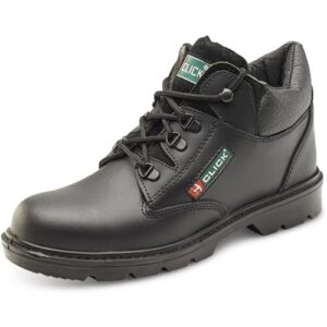 Click workwear mens leather mid cut anti static/slip safety work boot