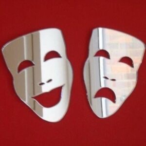 Comedy and Tragedy Wall Mirror - Pair of 20 x 14 cm Mirrors