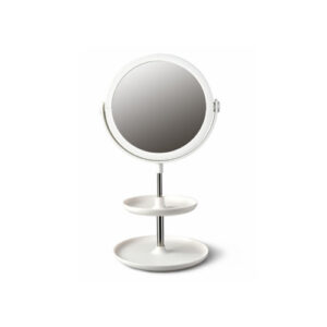 Creative Round Double-layer Desktop Storage Cosmetic Mirror Dormitory Bedroom Storage Beauty Double-sided Mirror-White