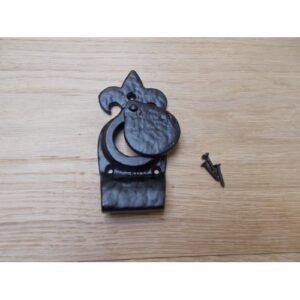 Fleur De Lys Door Cylinder Pull Black Antique