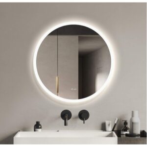 FOMAYKO 70CM Round LED Bathroom Mirror Illuminated Anti Fog Led Light Bathroom Smart Makeup Vanity Mirror