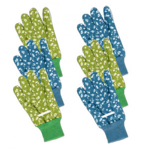 gardening gloves polyester green/blue 3 pairs size M