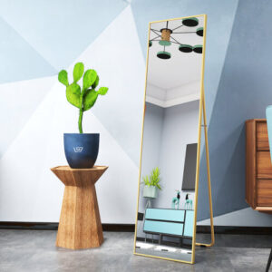 (Golden) Freestanding mirror Full length 140x40cm Hanging or tilting large floor mirror with golden aluminum frame