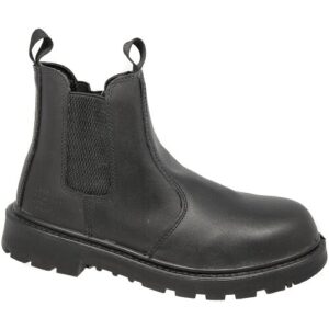 Grafters Mens Dealer Safety Boots Black Leather Lightweight Steel Toe Cap Slip On