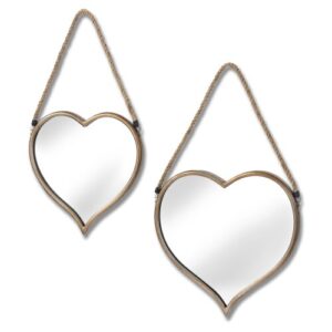 Hill Interiors Heart Mirrors With Rope Detail (Set Of 2)