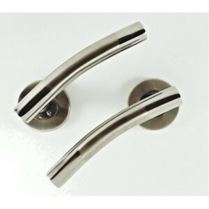 Interior Stainless Steel Arched Door Handles Set Lever on Rose Pulls Duo Finish