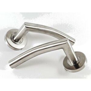 Interior Stainless Steel Curved Door Handles Set Lever on Rose Pulls