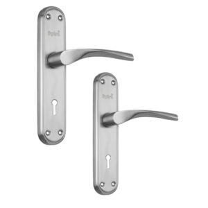 Internal Curved Stainless Steel Door Handles Lever on Backplate Lock Nickel