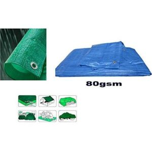 KAV - Universal Premium Cover lightweight 80 GSM Heavy Duty plastic Waterproof Tarpaulin Tarpoline tarpaulins Ground Sheet in Blue or Green For campin