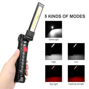 Magnetic COB LED Car Repair Work Light Flashlight with Hook Folding Torch Lamp