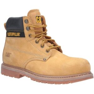 Mens Caterpillar Powerplant Safety Work Boots Honey Leather Laced Steel Toe Cap