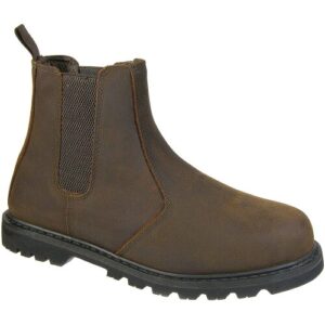 Mens Grafters Safety Work Boots Brown Leather Chelsea Steel Toe Cap Slip On