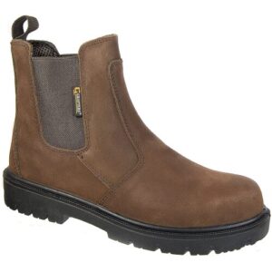 Mens Grafters Safety Work Boots Brown Waxy Leather Dealer Steel Toe Cap Slip On