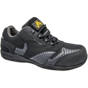 Mens Waterproof Safety Trainer Shoes Black Grey Non Leather Composite Metal Free Laced Industrial