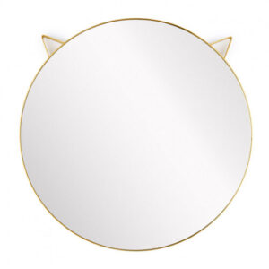 mirror Cat round 48 cm steel/glass gold/transparent