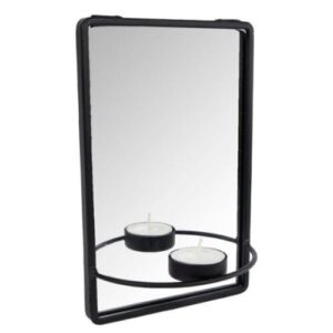 mirror Theelichthouder 22 x 14 cm steel black