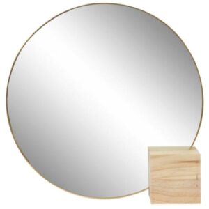 mirror with support 40 x 40 cm steel/wood light brown