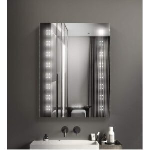 Modern Illuminated LED Bathroom Mirror with Lights Shaver Socket Wall Mounted Rectangular Mirror (60x80CM)