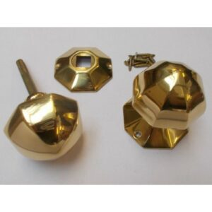 Mortice Door knob Polished Brass 55mm Octagonal