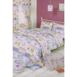 Mucky Fingers Childrens Girls Patchwork Design Unlined Curtains With Tiebacks