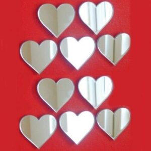 Packs of 10 Heart Mirrors - 4cm x 3cm