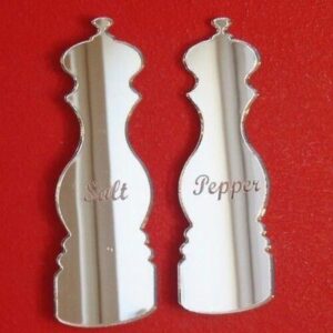 Pair of Engraved Salt & Pepper Mill Mirrors - 20cm x 15cm