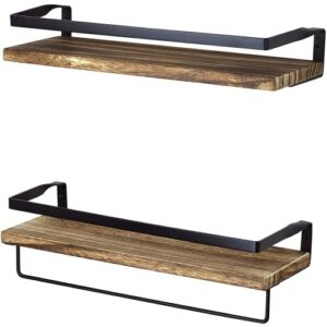 Peter's Goods Rustic Brown with Black Floating Shelves for Bathroom - Wall Mounted Shelves for Bedroom
