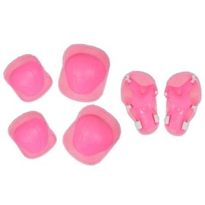 (Pink 6Pcs) Kid Wrist Knee Elbow Protector