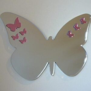 Pink Butterflies on Butterfly Wall Mirror - 45 x 30 cm