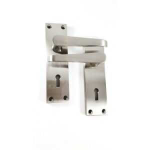 (Polished Chrome) Victorian Straight Interior Door Handles Lever on Backplate Lock Pulls Modern